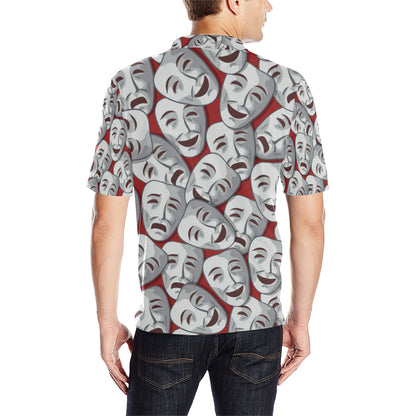 Acting Mask Pattern Print Design 01 Men Polo Shirt