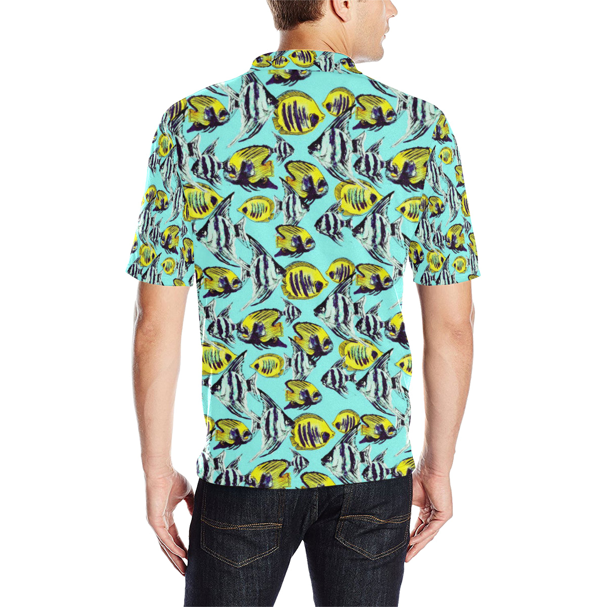 Angelfish Pattern Print Design 02 Men Polo Shirt