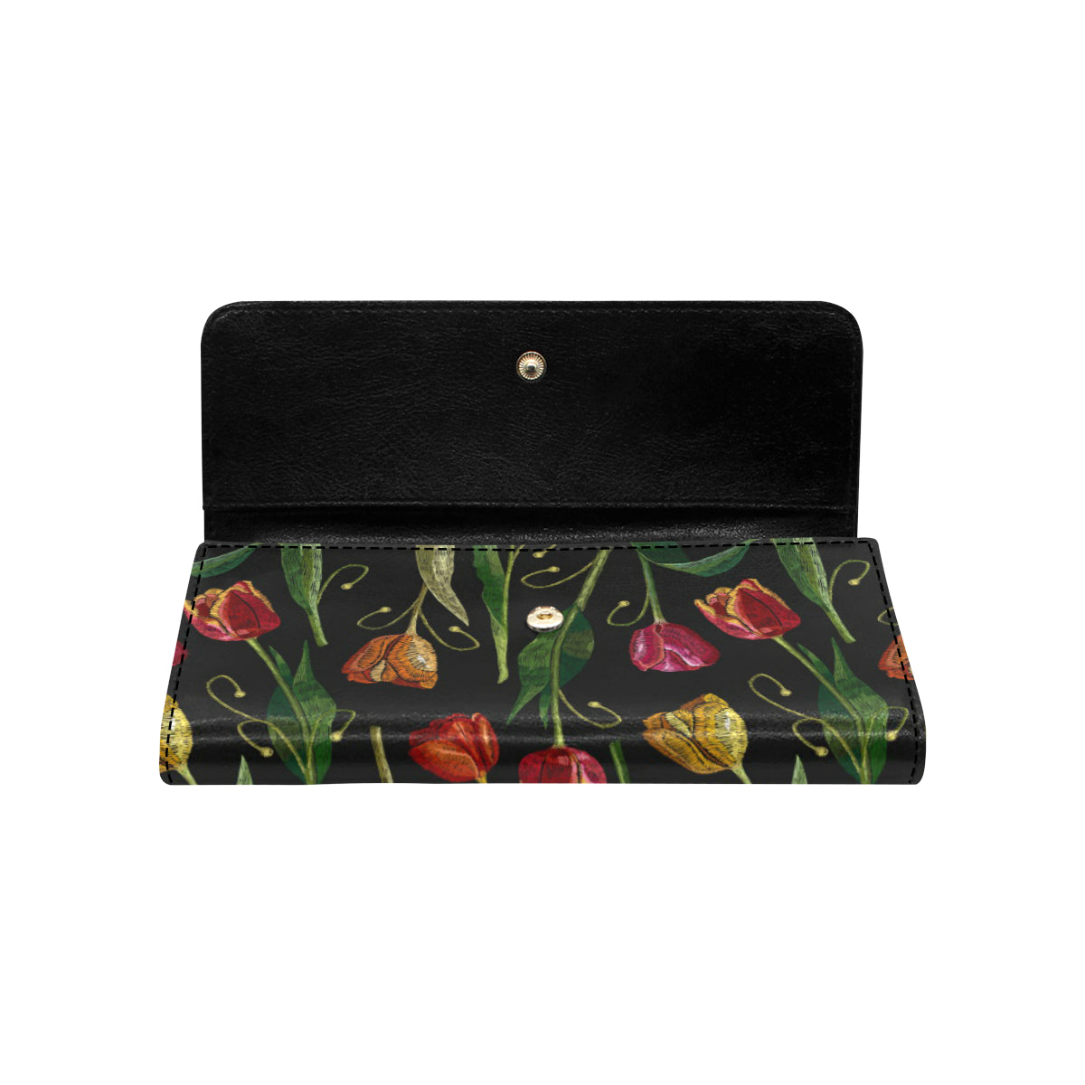 Tulip Embroidered Pattern Print Design TP01 Women's Trifold Wallet