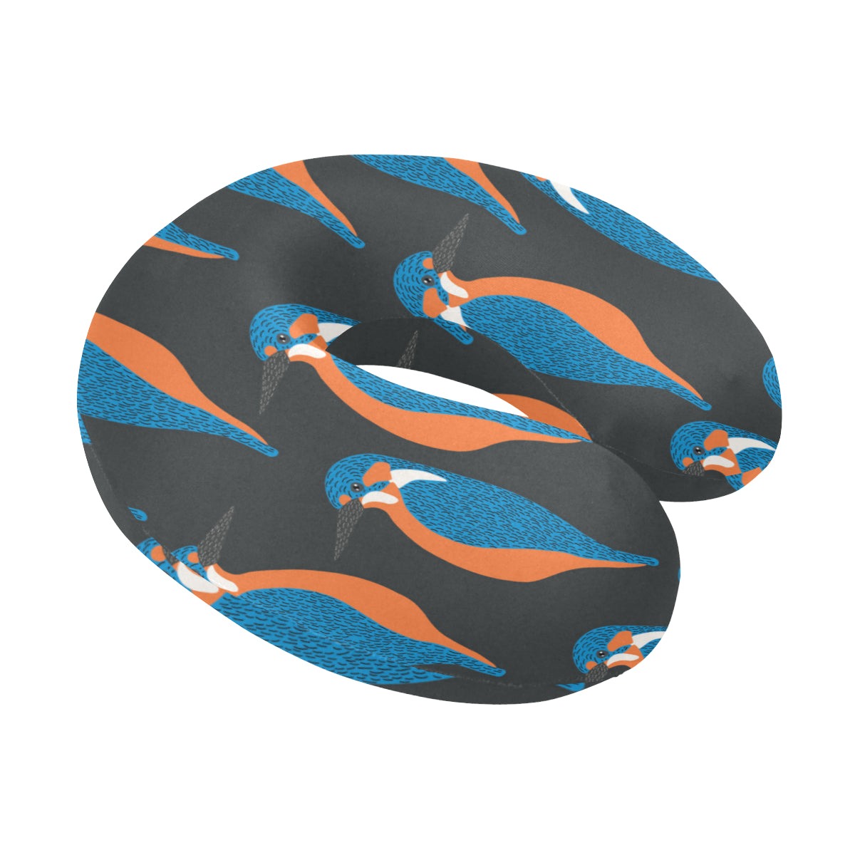 Kingfisher Pattern Print Design 03 U-Shaped Travel Neck Pillow