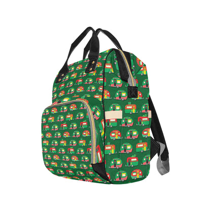 Camper Camping Christmas Themed Print Diaper Bag Backpack
