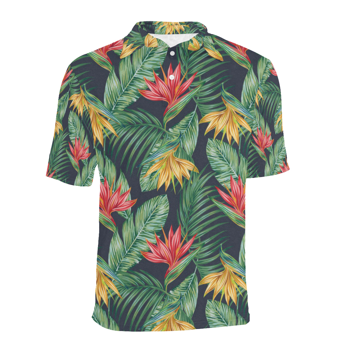 Bird Of Paradise Pattern Print Design BOP09 Men Polo Shirt