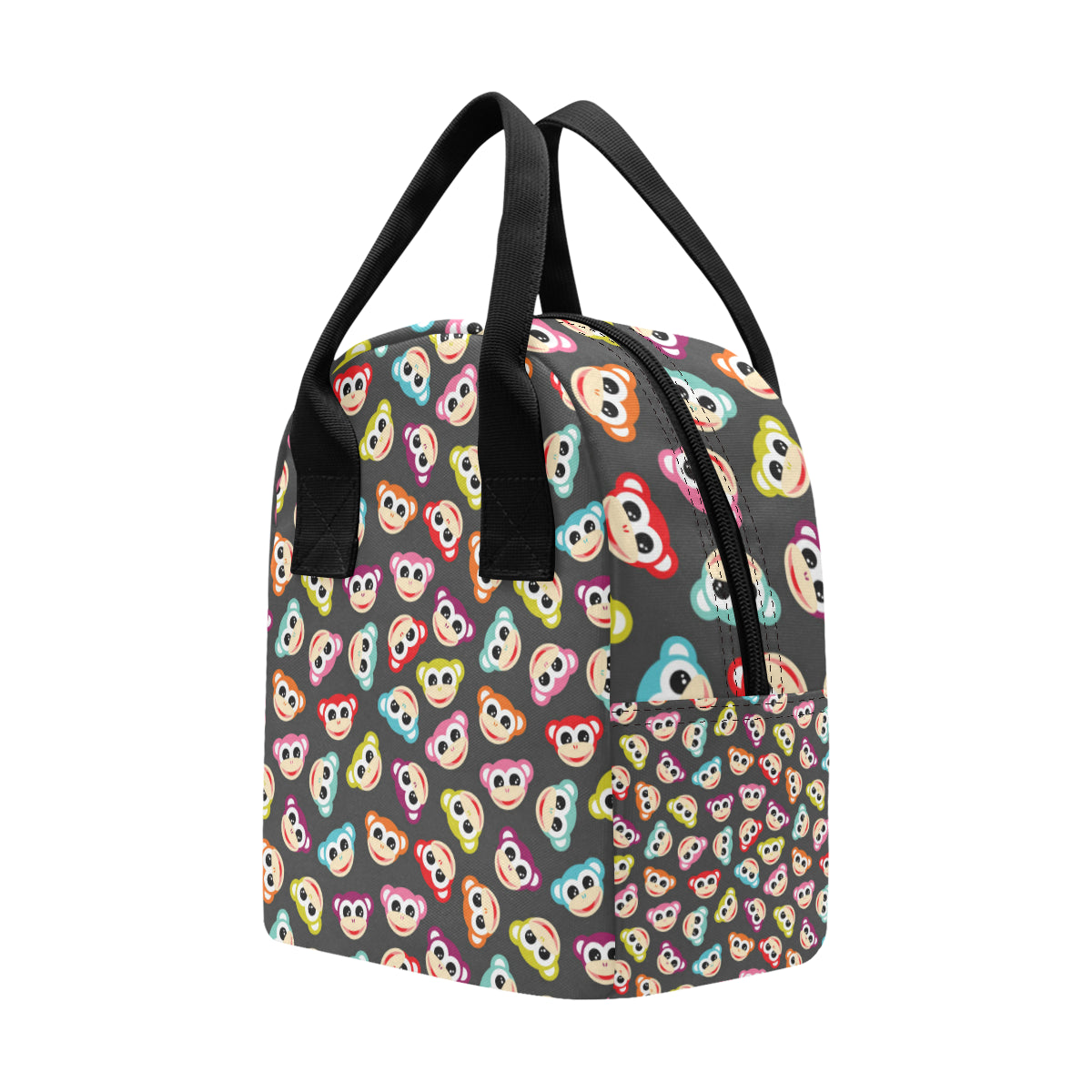 Monkey Head Design Themed Print Insulated Lunch Bag