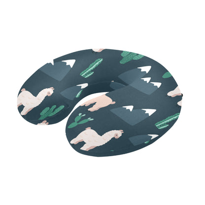 Llama Pattern Print Design 06 U-Shaped Travel Neck Pillow
