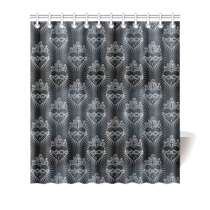 Christian Heart Tattoo Style Shower Curtain