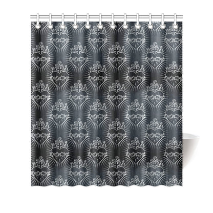 Christian Heart Tattoo Style Shower Curtain