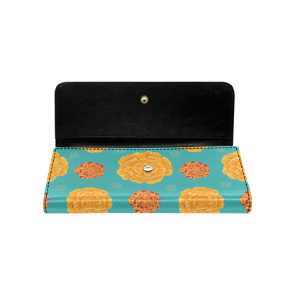Marigold Pattern Print Design 02 Women's Trifold Wallet