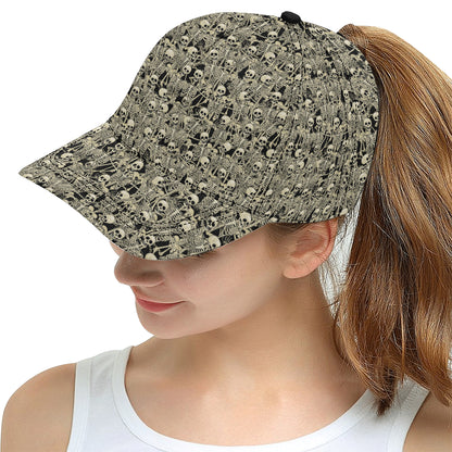 Skeleton Design Print Snapback Cap
