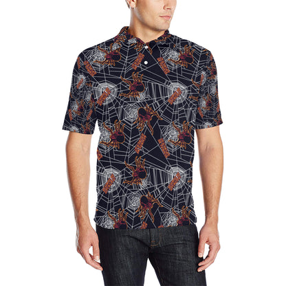 Tarantula Spiderwebs Pattern Print Design 01 Men Polo Shirt