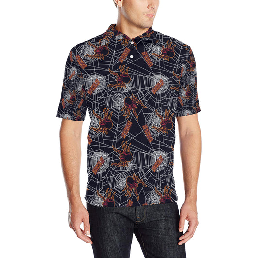 Tarantula Spiderwebs Pattern Print Design 01 Men Polo Shirt