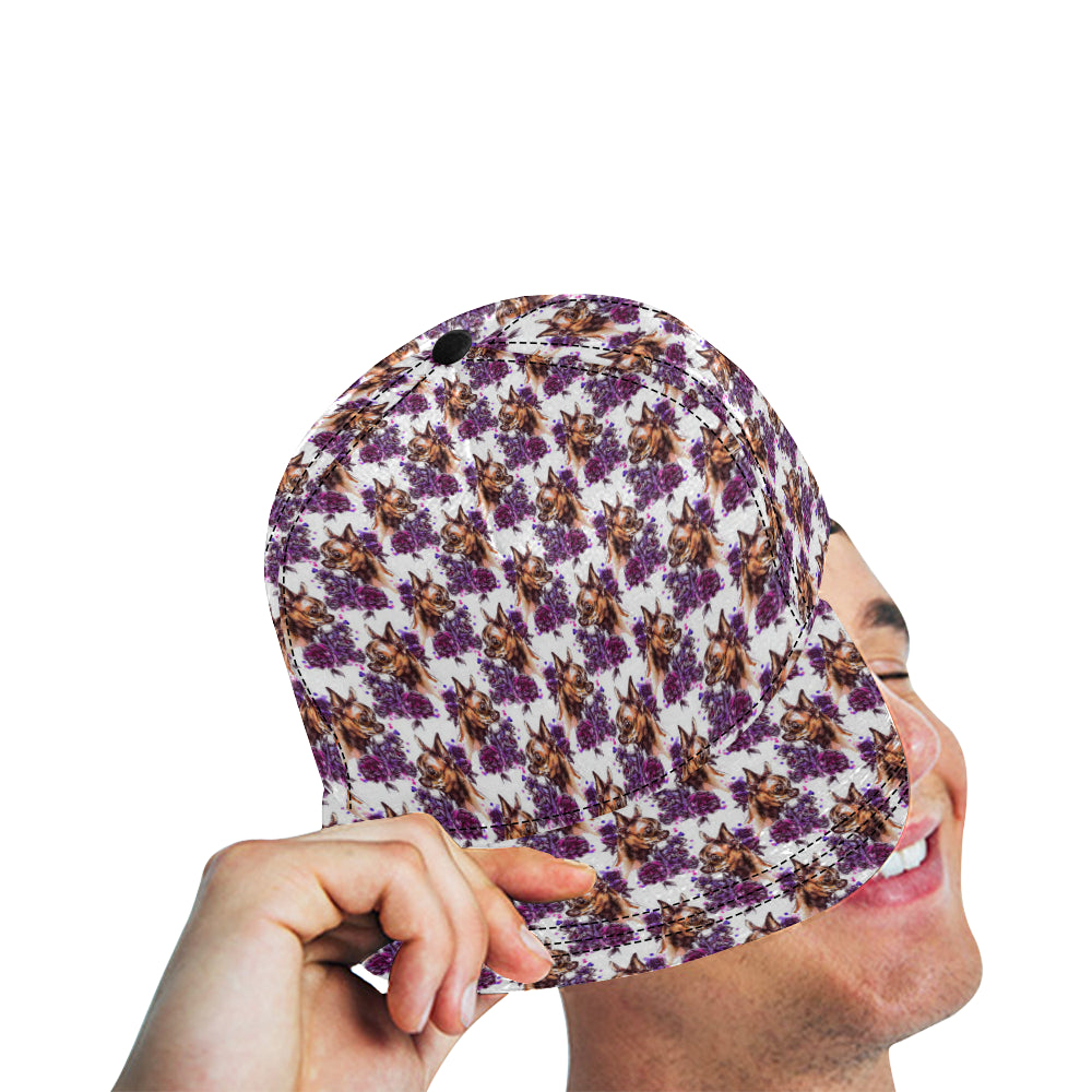 Chihuahua Purple Floral Snapback Cap