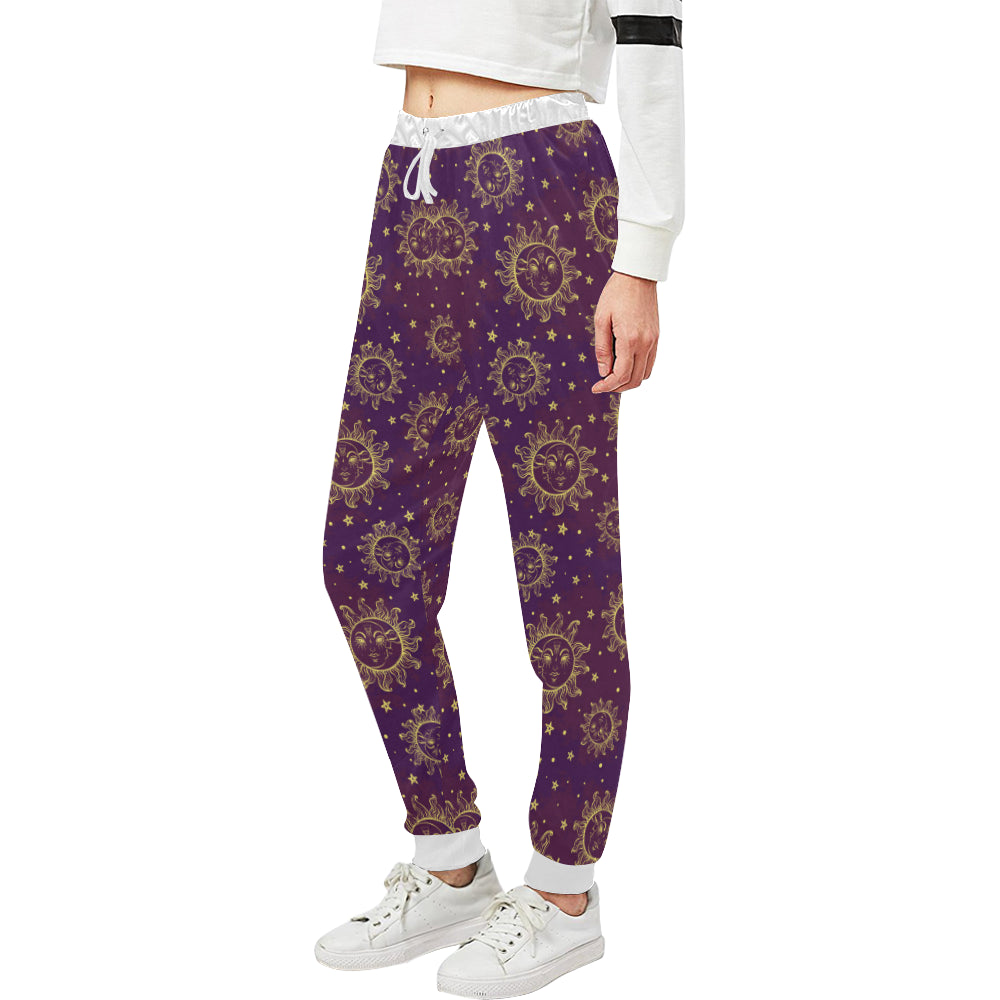 Sun Moon Star Design Themed Print Unisex Sweatpants