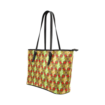 African Classic Print Pattern Leather Tote Bag
