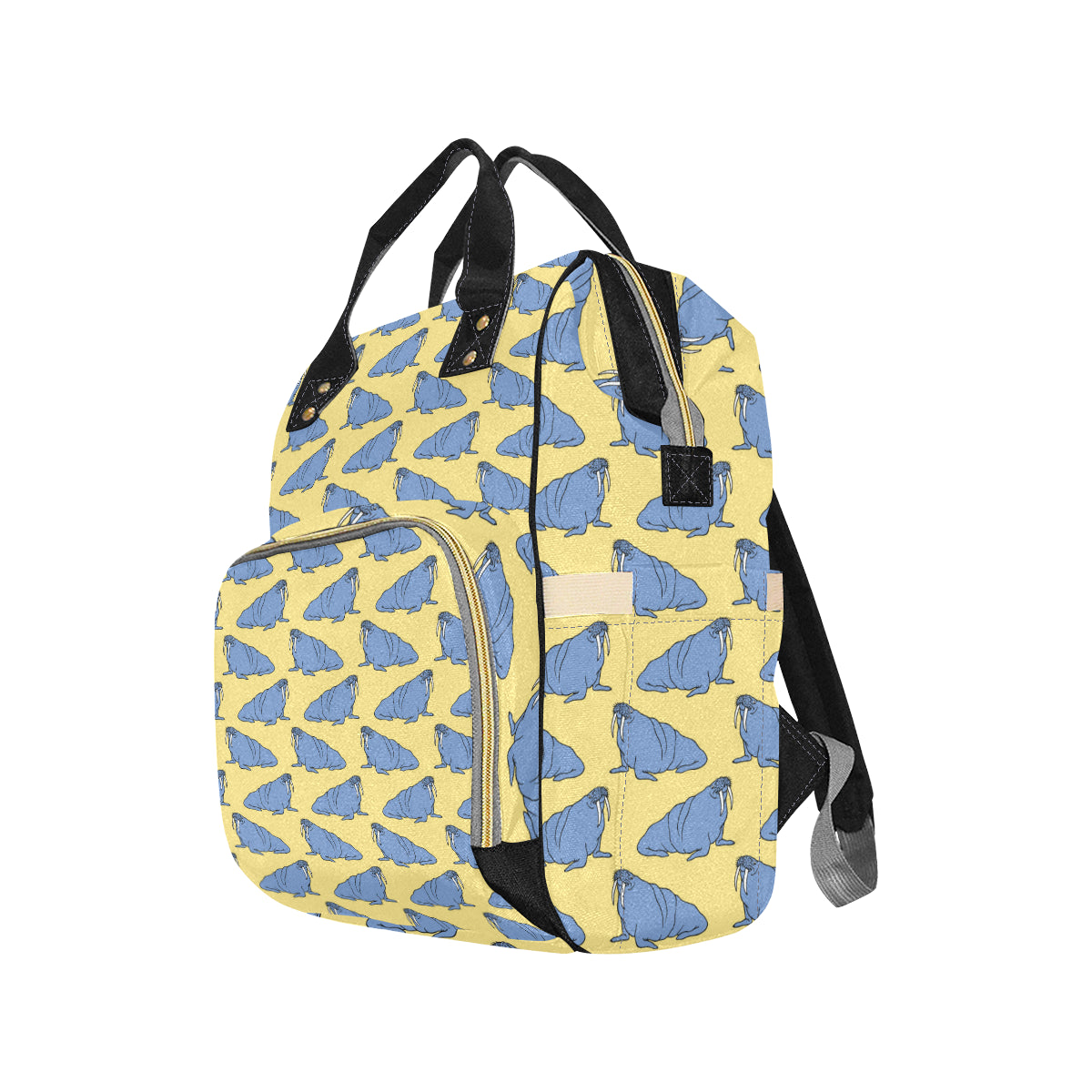 Walrus Pattern Print Design 02 Diaper Bag Backpack