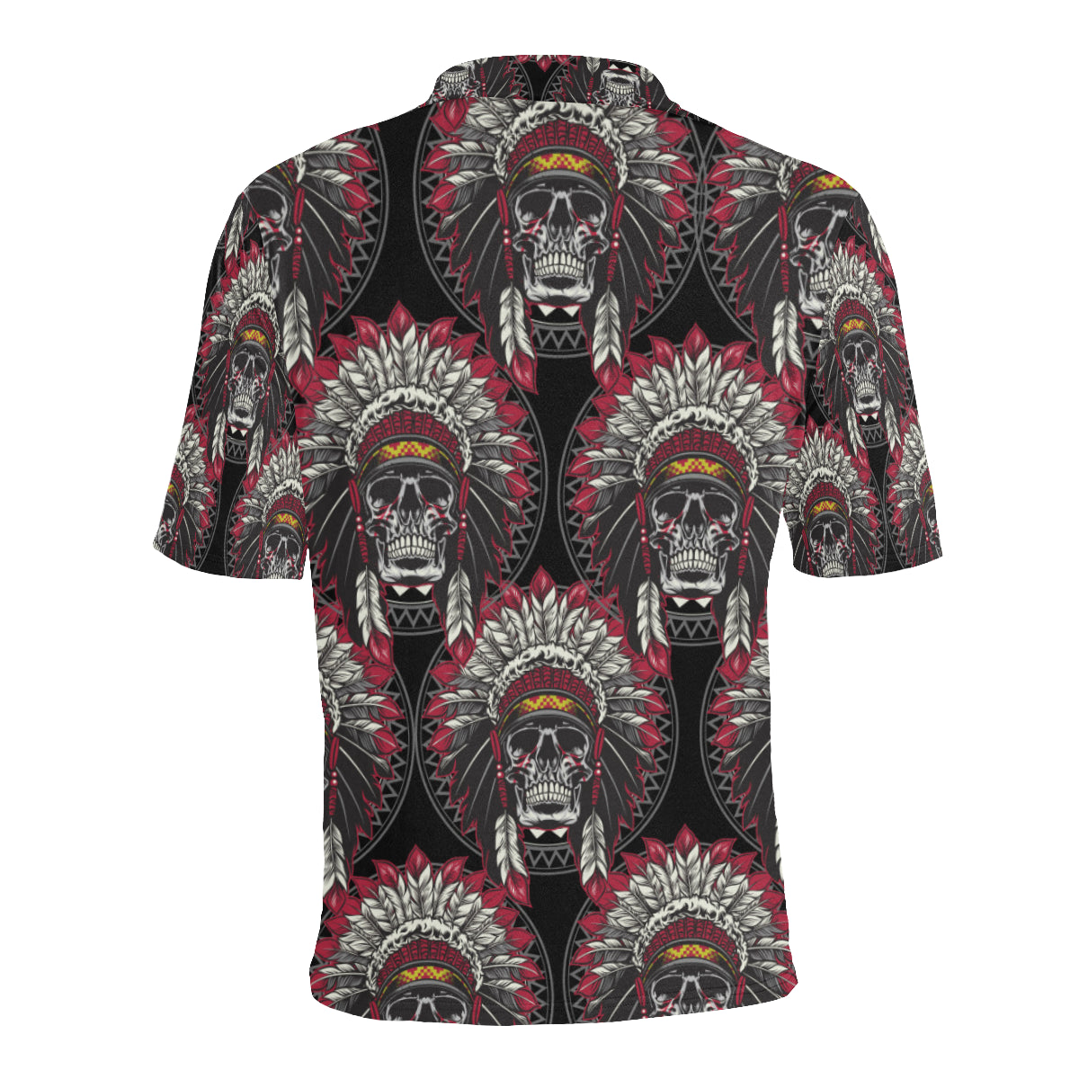 Native Indian Skull Men Polo Shirt