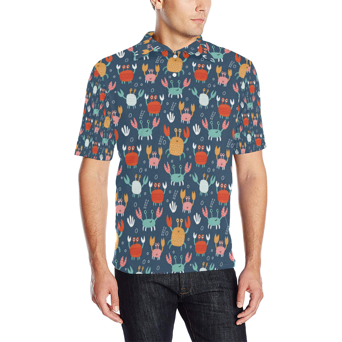 Crab Pattern Print Design 05 Men Polo Shirt