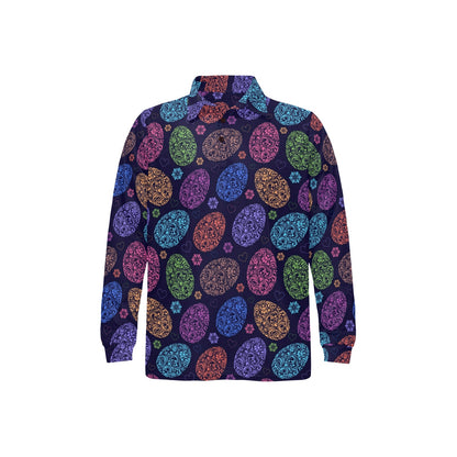Easter Eggs Pattern Print Design RB012 Long Sleeve Polo Shirt For Men's