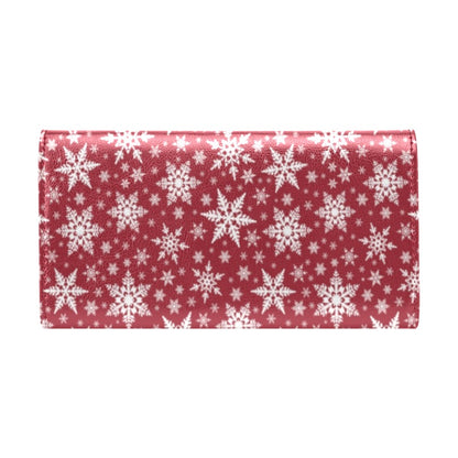 Snowflake Red Print Design LKS302 Women's Trifold Wallet