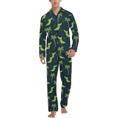 Alligator Pattern Print Design 02 Men's Long Pajama Set