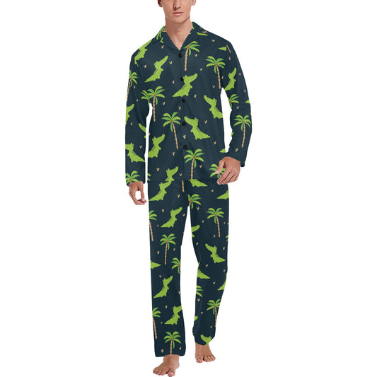 Alligator Pattern Print Design 02 Men's Long Pajama Set