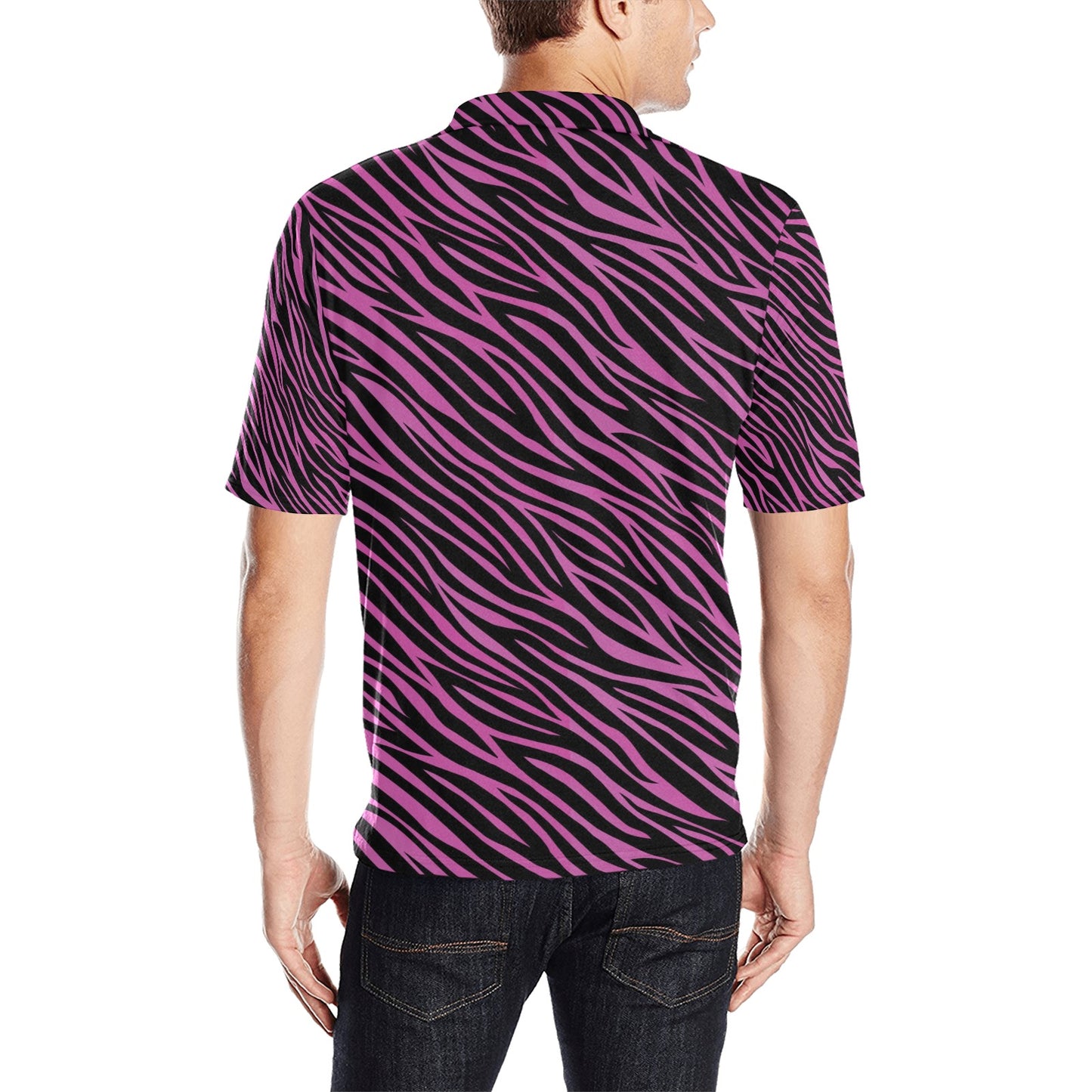 Zebra Pink Print Design LKS304 Men Polo Shirt
