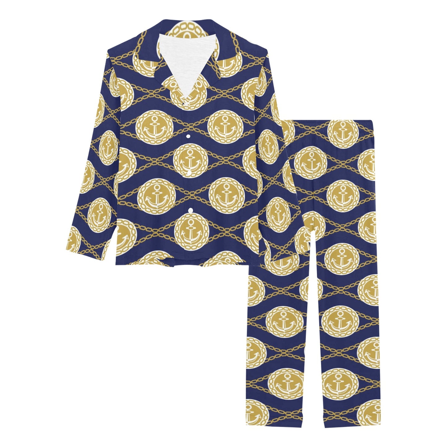Anchor Luxury Pattern Women's Long Pajama Set