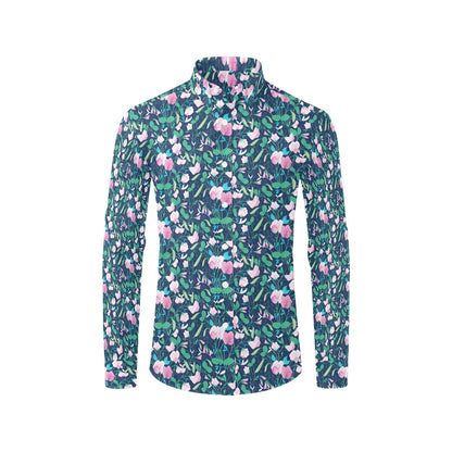 Sweet Pea Print Design LKS303 Men's Long Sleeve Dress Shirt