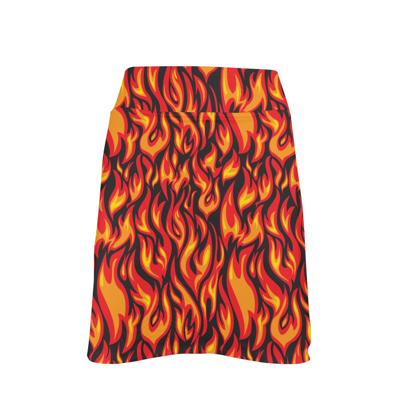 Flame Fire Print Pattern 17" Golf & Pickleball Skort with Pockets