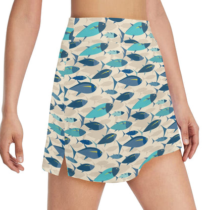 Tuna Fish Print Design LKS302 17" Golf & Pickleball Skort with Pockets