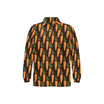 Carrot Pattern Print Design 06 Long Sleeve Polo Shirt For Men's