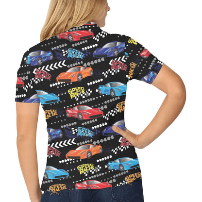 Racing Pattern Print Design A05 Women's Polo Shirt
