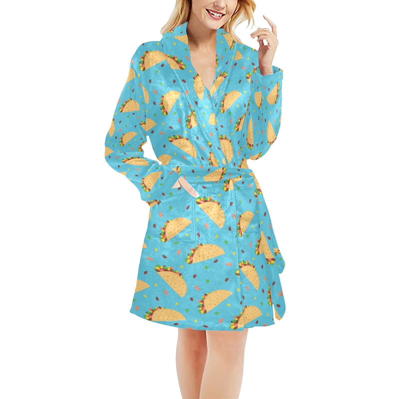 Taco Print Design LKS303 Women's Fleece Robe