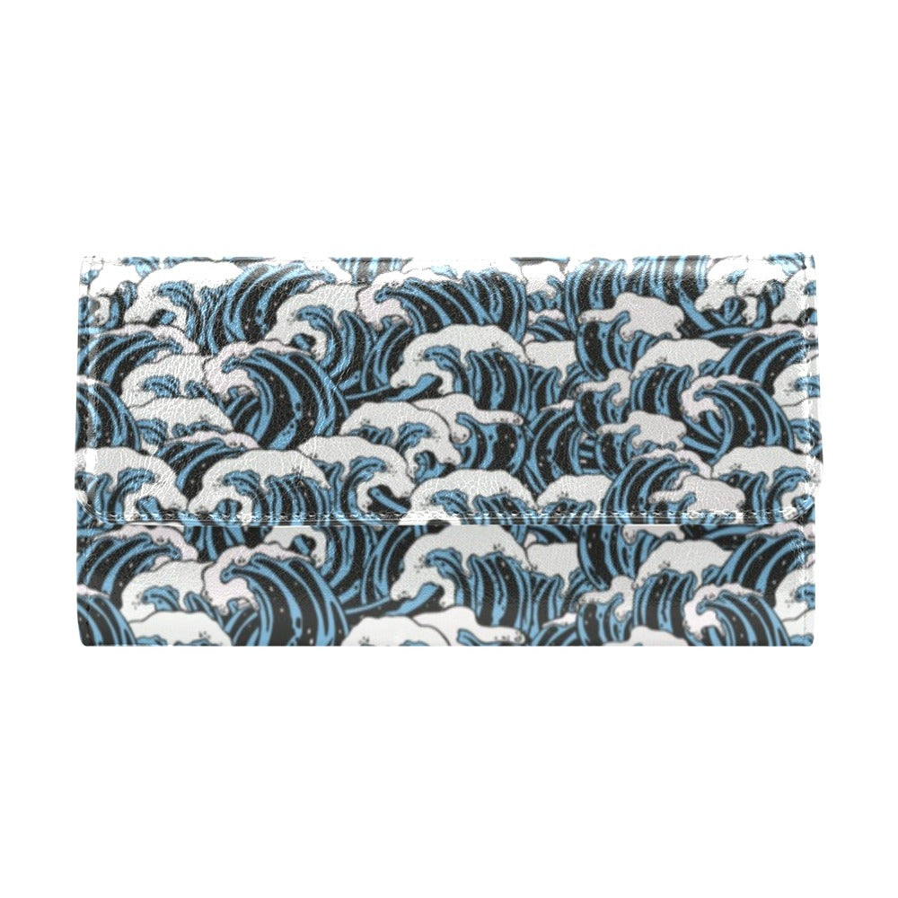 Surf Wave Pattern Print Women's Trifold Wallet