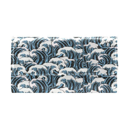 Surf Wave Pattern Print Women's Trifold Wallet