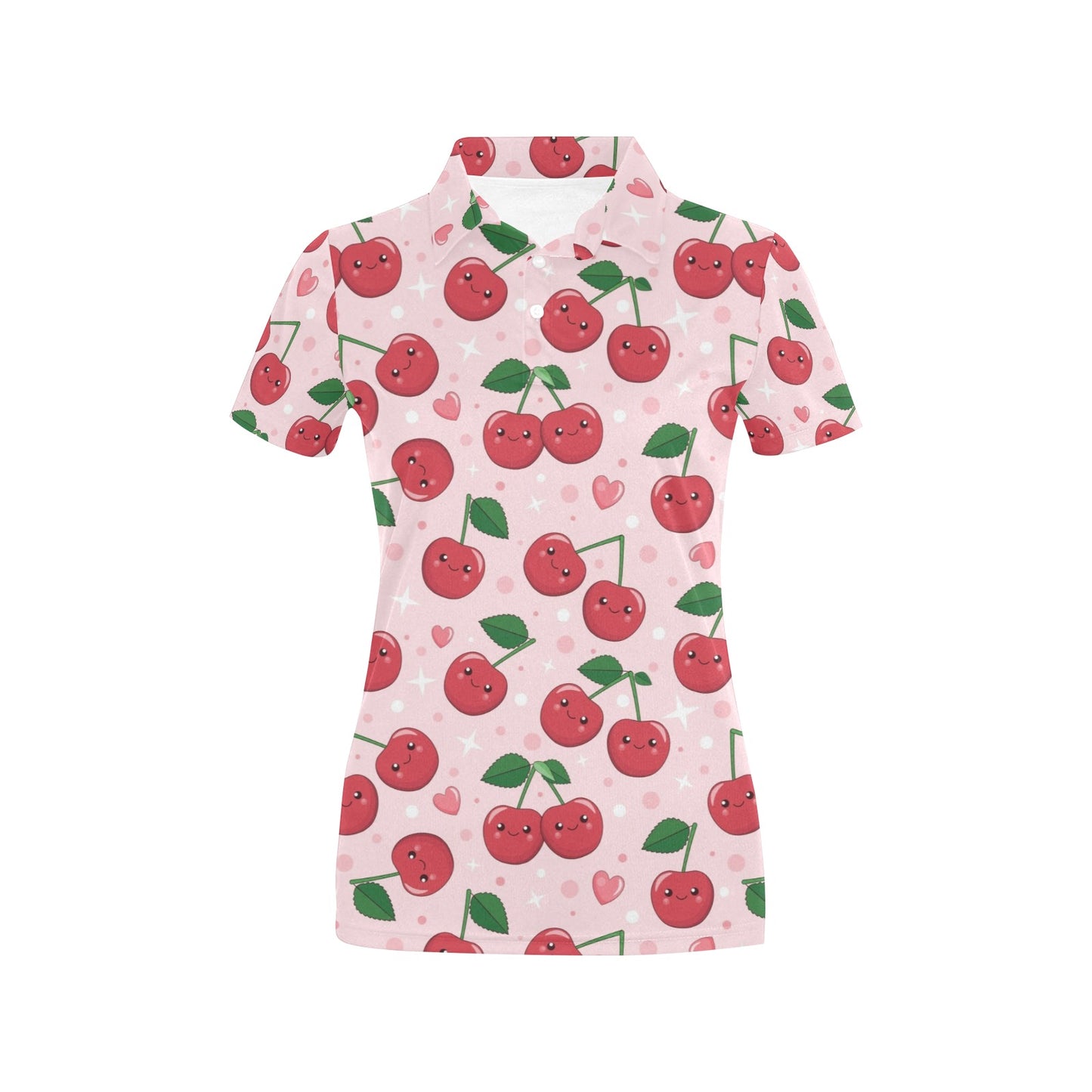 Cherry Pattern Print Design CH02 Women's Polo Shirt