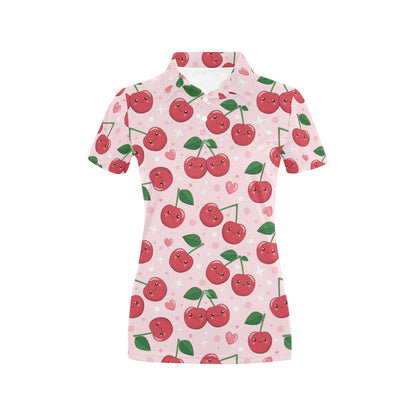 Cherry Pattern Print Design CH02 Women's Polo Shirt