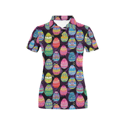 Easter Eggs Pattern Print Design RB08 Women's Polo Shirt