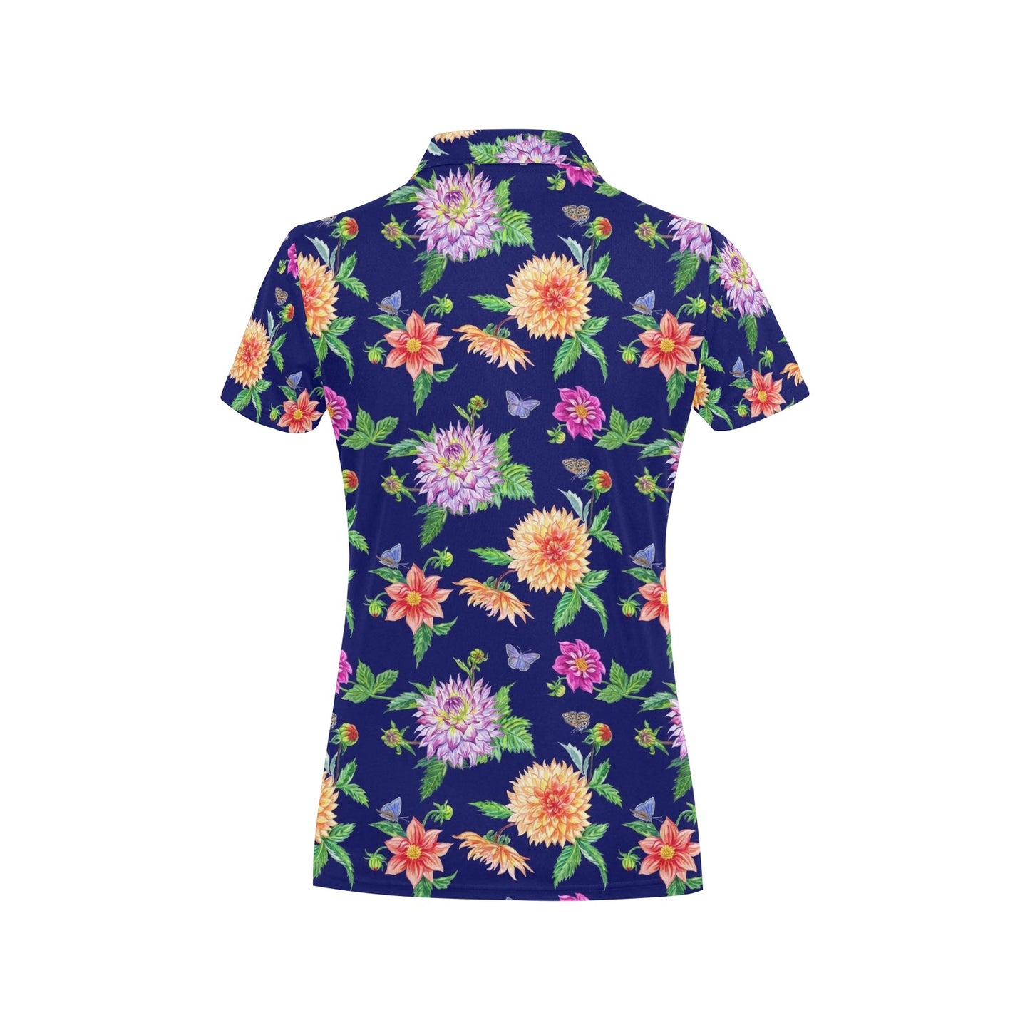 Dahlia Pattern Print Design DH010 Women's Polo Shirt