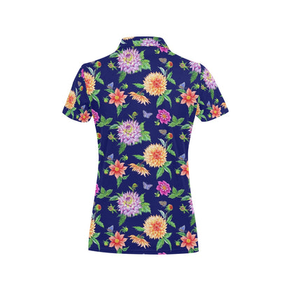 Dahlia Pattern Print Design DH010 Women's Polo Shirt