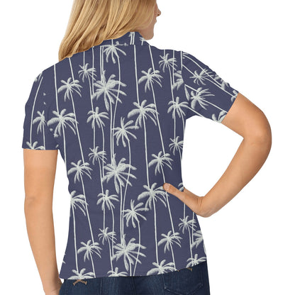 Palm Tree Pattern Print Design PT06 Women's Polo Shirt