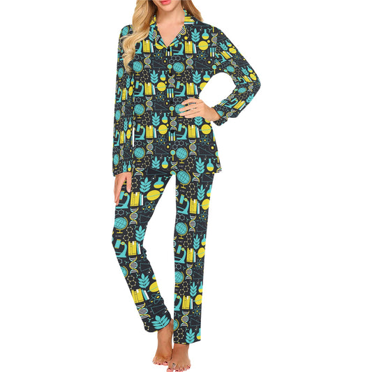 Science Print Design LKS301 Women's Long Pajama Set