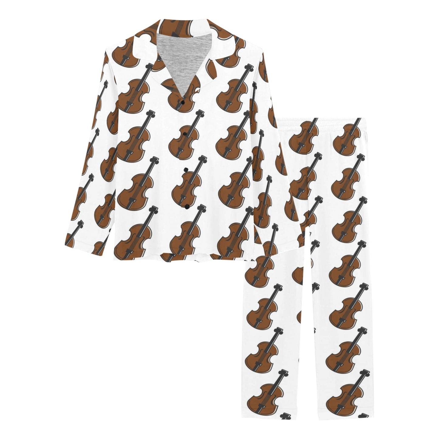 Violin Print Design LKS405 Women's Long Pajama Set