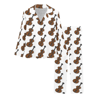 Violin Print Design LKS405 Women's Long Pajama Set