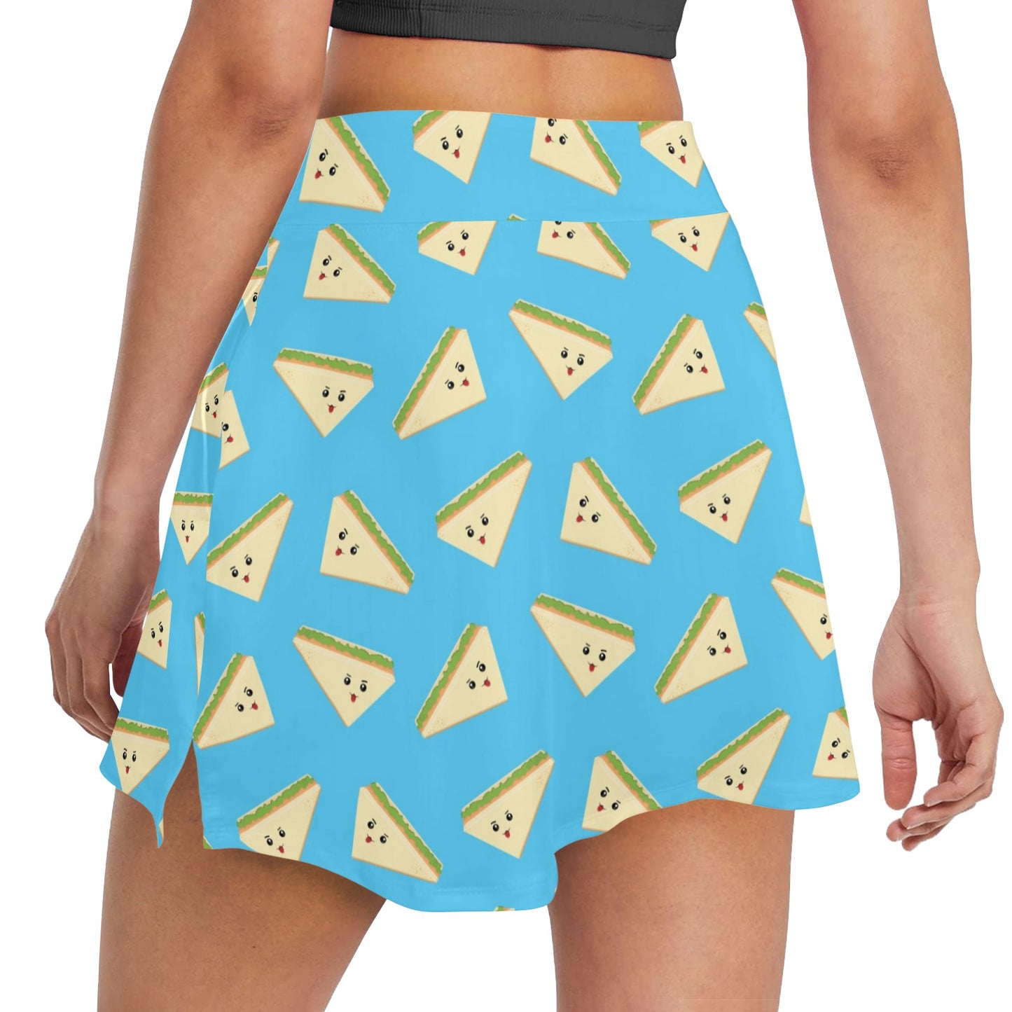 Sandwich Emoji Print Design LKS305 17" Golf & Pickleball Skort with Pockets