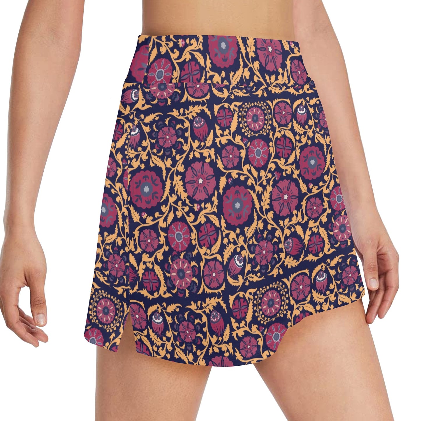Suzani Print Design LKS303 17" Golf & Pickleball Skort with Pockets