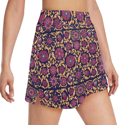 Suzani Print Design LKS303 17" Golf & Pickleball Skort with Pockets