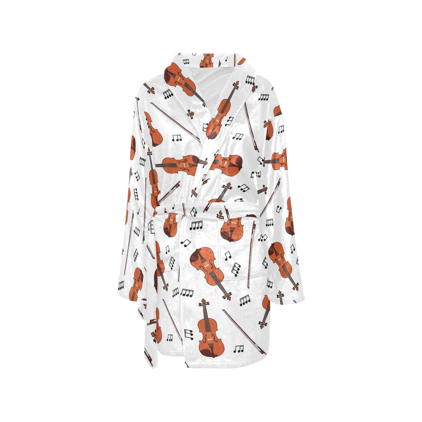 Violin Pattern Print Design 02 Women's Fleece Robe