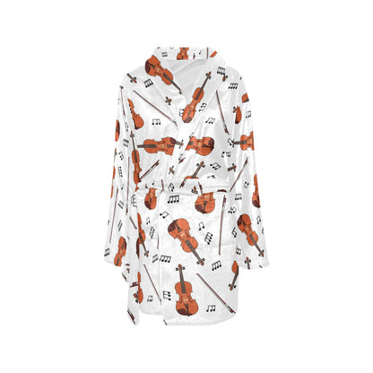 Violin Pattern Print Design 02 Women's Fleece Robe