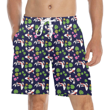 Koi Carp Pattern Design Themed Print Men's Swim Trunks Beach Shorts