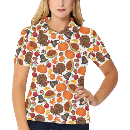Thanksgiving Print Design LKS304 Women's Polo Shirt